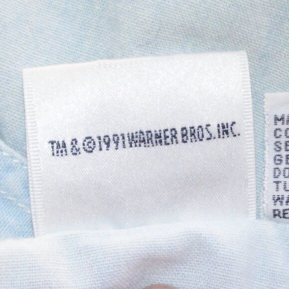 ACME Clothing Shirt L/XL, Chambray, Bugs, Daffy, Tweety, Sylvester, Sam, VINTAGE - Picture 13 of 14